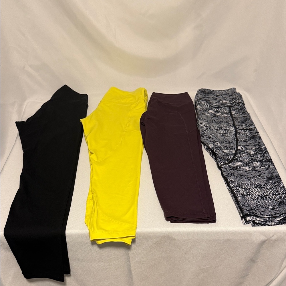 Stylish Women's Leggings Set - Black, Yellow, Maroon, and Gray